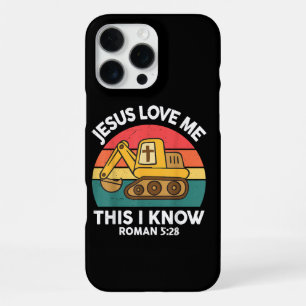 Coque iPhone 16 Pro Max Excavatrice chrétienne Jésus m'aime je sais cela