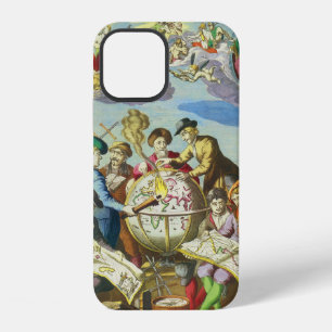 Coque iPhone 12 Explorateurs vintage avec carte du globe antique,