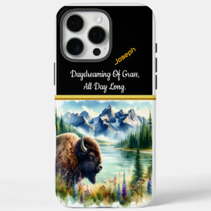 Coque iPhone 16 Pro Max Explorer le paysage serein avec les bisons de Buff