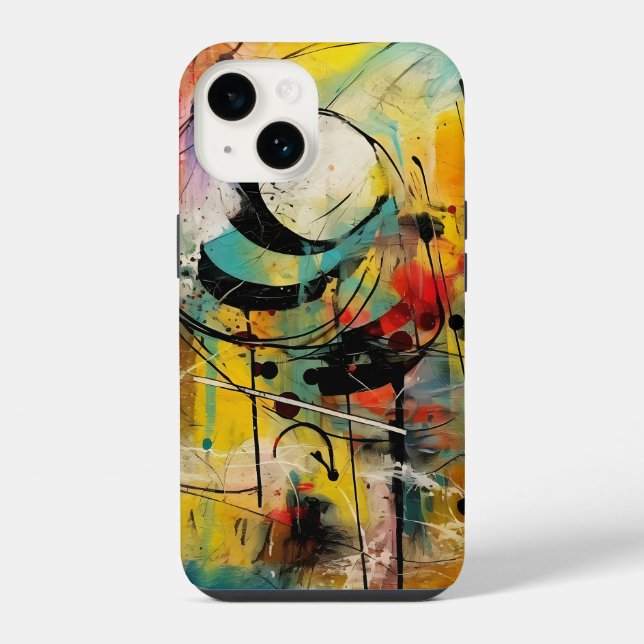 Coque iPhone Explosion abstraite de couleurs vives et dynamique (Verso)