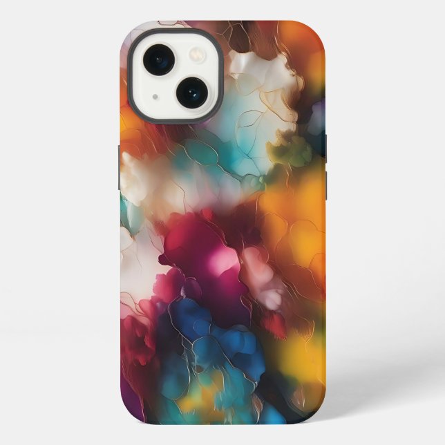 Coque iPhone Explosion colorée Encre d'alcool (Verso)