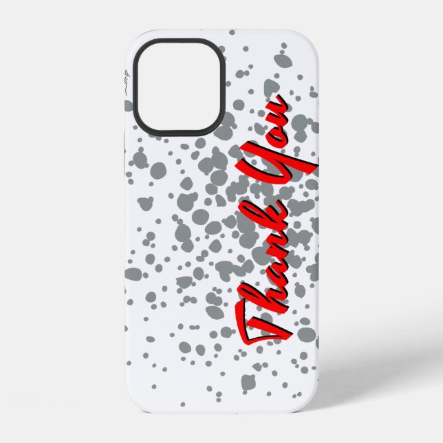 Coque iPhone Explosion grise chic points d'aquarelle Texte Roug (Verso)