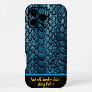 Coque iPhone 16 Pro Max Exquise peau de serpent bleu chatoyante au soleil