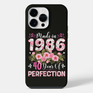 Coque Pour Pour iPhone 14 Pro Max Fabriqué en 1986 40 Ans de Perfection Florale