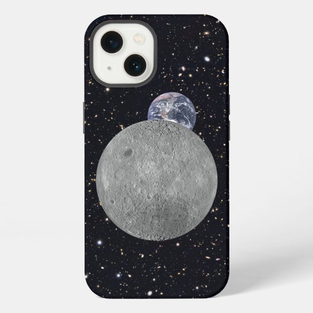 Coque iPhone Face cachée de la Lune Terre ciel étoilé (Verso)