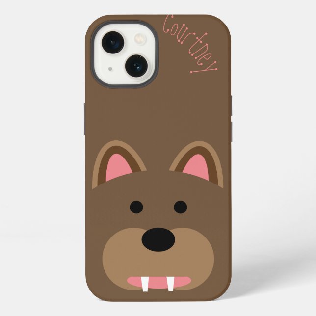 Coque iPhone Face d'ours mignonne personnalisable (Verso)