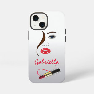 Etui iPhone 13 Mini Face et baise à lèvres Miroir Maquillage de beauté