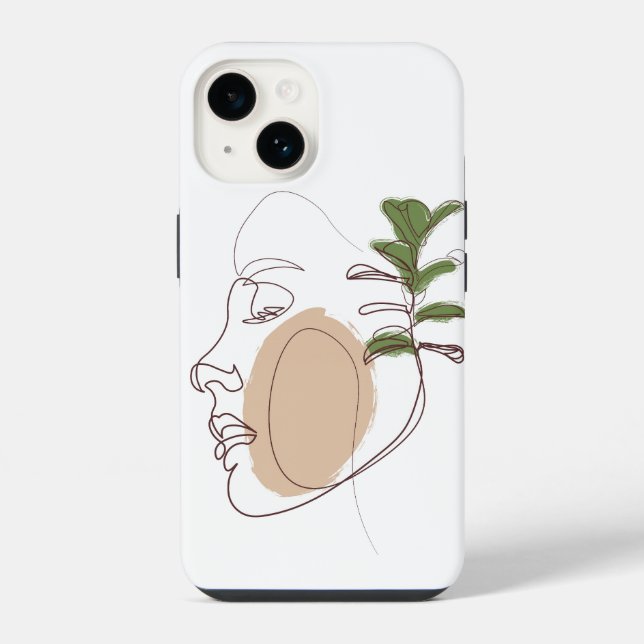 Coque iPhone Face Line Art Abstrait esthétique (Verso)