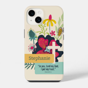 Coque Pour iPhone 14 Faire confiance à Dieu Floral Abstrait Coloré Gras