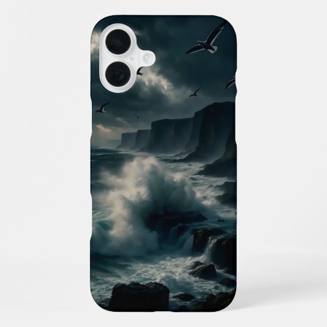 Coque iPhone Falaises côtières pendant une tempête (Verso)