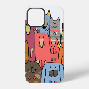 Coque iPhone 12 Famille de chiens drôles, motif transparent, illus