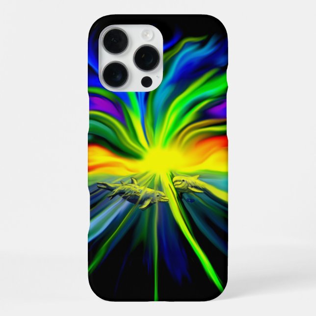 Coque iPhone Famille de dauphins sous le soleil (Verso)