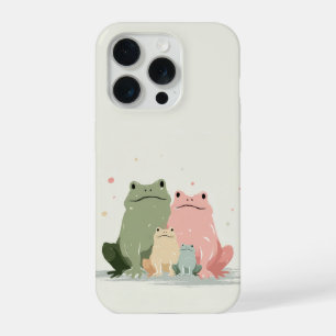 Coque iPhone 15 Pro Famille de grenouilles – Jolie illustration fantai
