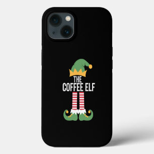 Etui iPhone 13 Famille de lutins du café groupe assorti Noël