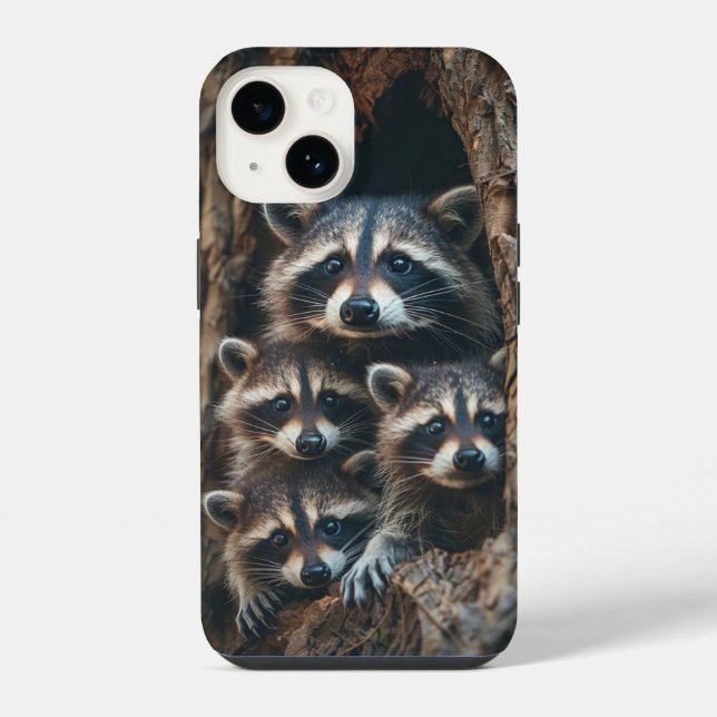 Coque iPhone Famille de ratons laveurs  (Verso)