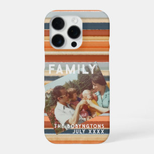 Coque iPhone 16 Pro Famille photo personnalisée retro coucher de solei