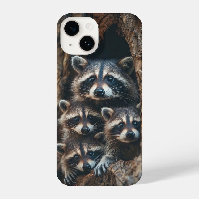 Coque iPhone Famille Racoon (Verso)