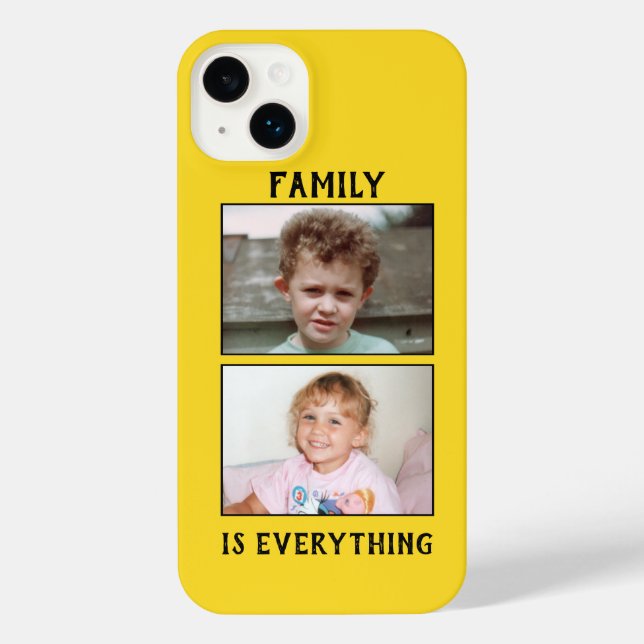 Coque iPhone Family is everything 2 photos of your kids yellow (Verso)