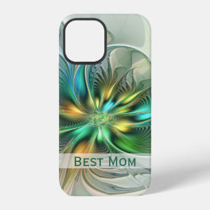Coque iPhone 12 Fantaisie Abstraite Fleur Fractale Maman Parfaite