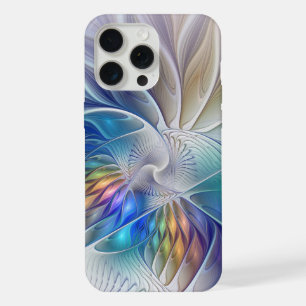 Coque iPhone 15 Pro Max Fantaisie florale, fleur fractale abstraite coloré