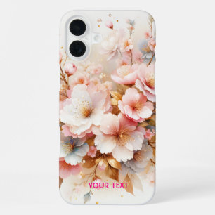 Coque iPhone 16 Plus Fantaisie Rose Pâle Sakura Mignon