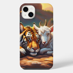 Fantastique Mignon Tigre Chèvre Endormi Vivant