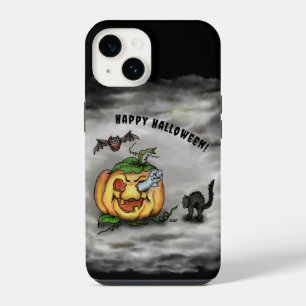 Coque Pour iPhone 14 Fantôme, Chat, Chat et Citrouille, Bonne Halloween