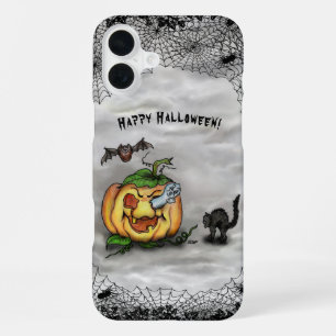 Coque iPhone 16 Plus Fantôme, Chat, Chat et Citrouille, Bonne Halloween