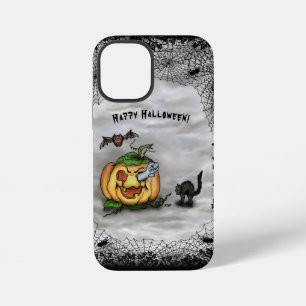 Coque iPhone 12 Mini Fantôme, Chat, Chauve-souris et Citrouille, Joyeux