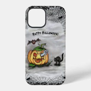 Coque iPhone 12 Pro Fantôme, Chat, Chauve-souris et Citrouille, Joyeux