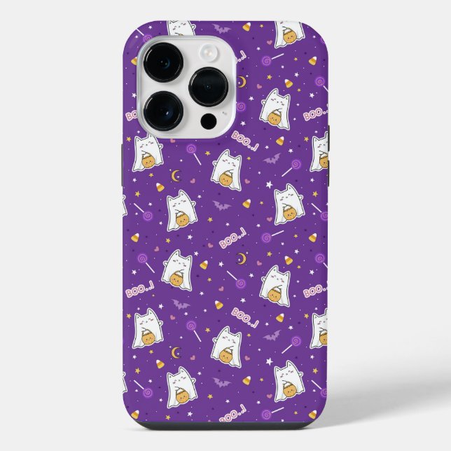 Coque iPhone Fantôme de chat Halloween (Verso)