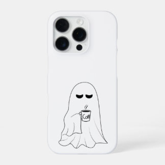 Coque iPhone 16 Pro Fantôme Endormi avec Café – Minimaliste Cosy 