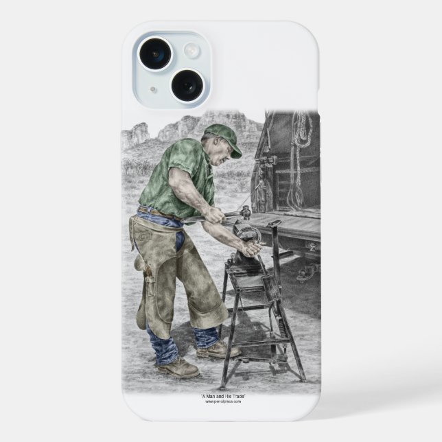 Coque iPhone Farrier Blacksmith en utilisant Anvil (Verso)