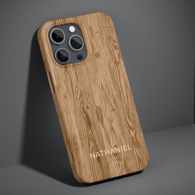Coque iPhone Faux bois rustique marron bronzé personnalisé (Créateur téléchargé)