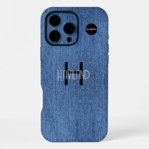 Coque iPhone 16 Pro Max Faux Denim Conception Cellulaire Boîtier de téléph