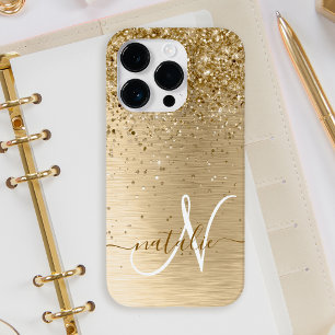 Coque Pour iPhone 14 Plus Faux Gold brossé Parties scintillant métallique Im