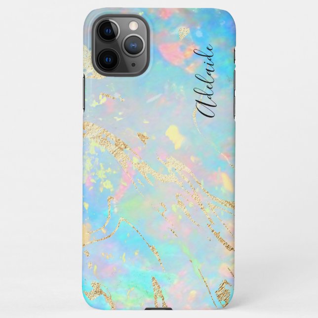 Coque iPhone FAUX holographic opal stone (Dos)