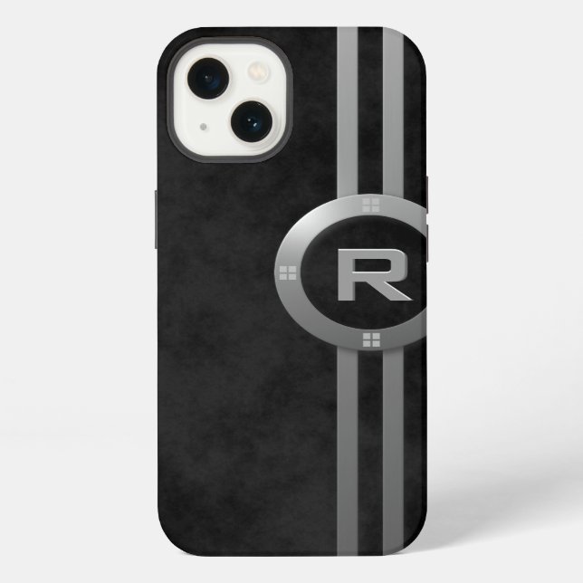 Coque iPhone Faux Métallic Déco Tacheté Noir (Verso)