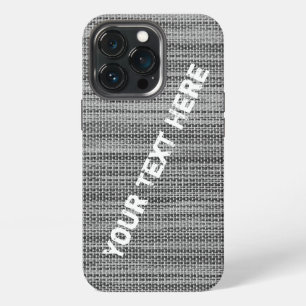 Etui iPhone 13 Pro Faux Tissu Gris - Votre Nom Texte