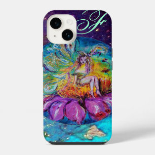 Coque Pour iPhone 14 FÉE DANS LA NUIT Monogramme Bleu Turquoise