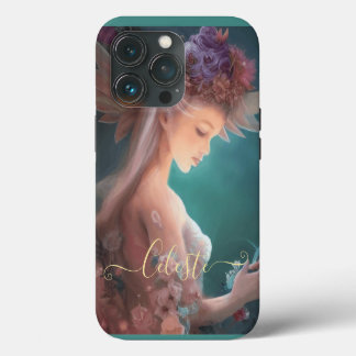 Etui iPhone 13 Pro Fée Dans Le Jardin Lune Aquarelle