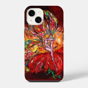 Coque Pour iPhone 14 FÉE DES FLEURS EN ROUGE / Fantastique Floral
