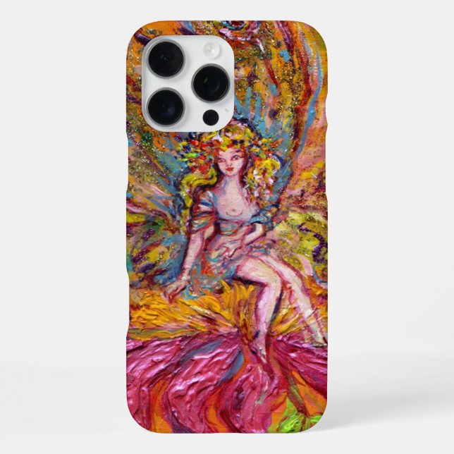 Coque iPhone FÉE DES FLEURS SUR L'IRIS ROSE Fantaisie (Verso)