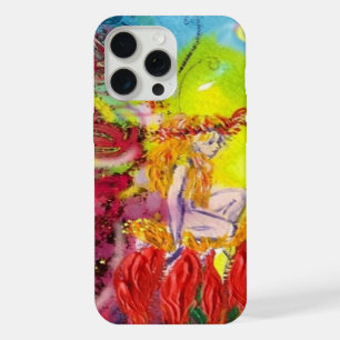 Coque iPhone 15 Pro Max FÉES DE L'AUBE / Fée des fleurs,Jaune Rose
