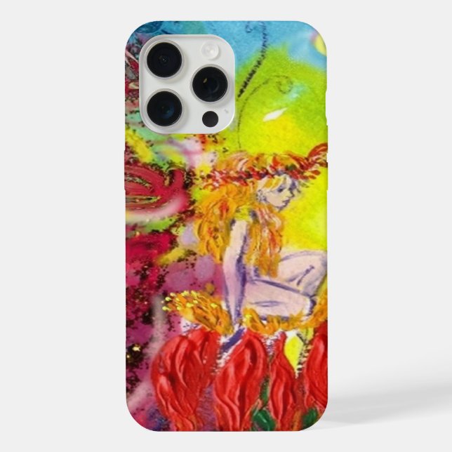 Coque iPhone FÉES DE L'AUBE / Fée des fleurs,Jaune Rose (Verso)