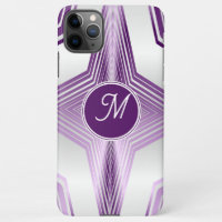 Feminine Monogramme violet strié géométrique