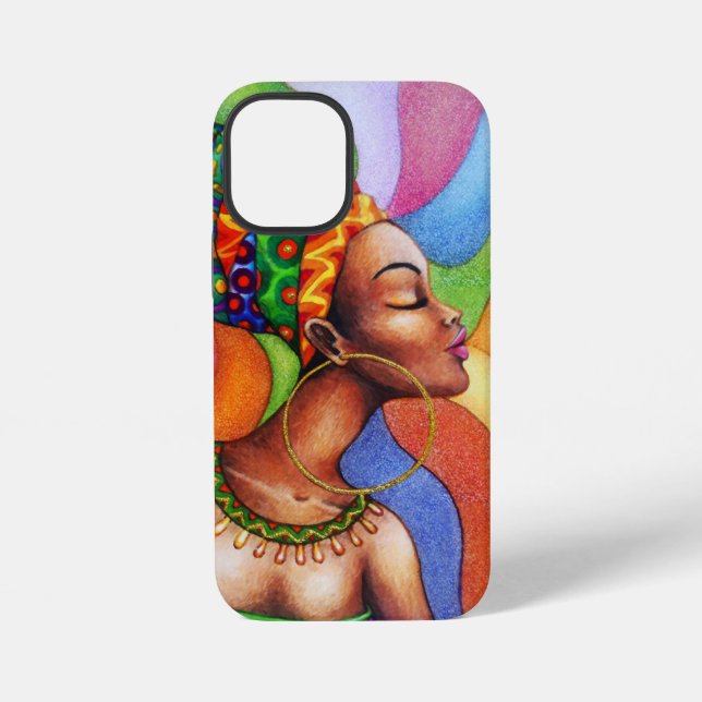 Coque iPhone Femme africaine avec cire tissu traditionnel (Verso)