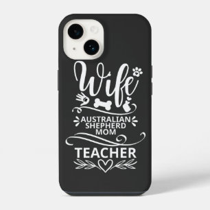 Coque Pour iPhone 14 Femme Australian Shepherd Maman enseignant chien d
