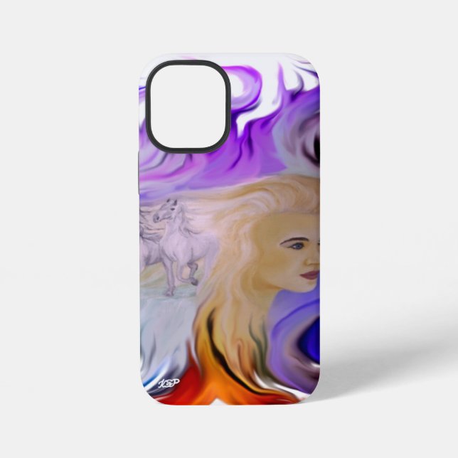 Coque iPhone Femme avec cheval (Verso)