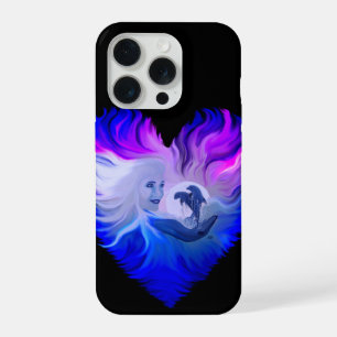 Coque iPhone 15 Pro Femme avec dauphins au clair de lune